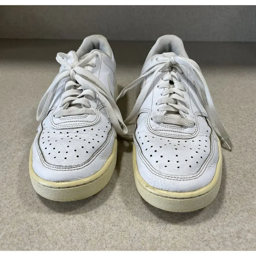 Nike Court Vision Low Top Sneakers Triple White Women’s Size 9 Sporty Gym Shoes